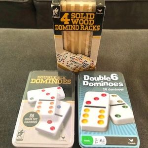 Dominos Bundle - 2 Dominos Game sets and 1 set of wood racks